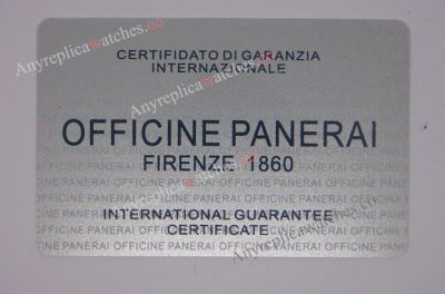 Wholesale Officine Panerai warranty card - Replica for Sale